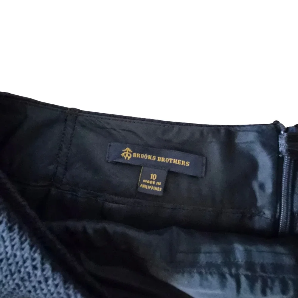 Brooks Brothers Navy Blue‎ Textured Mini Skirt Gold Button A-Line Preppy Size 10